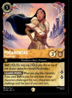 Disney Lorcana TCG Winterspell Pocahontas Peacekeeper 22/204 Embossed - 4126* - Image 1
