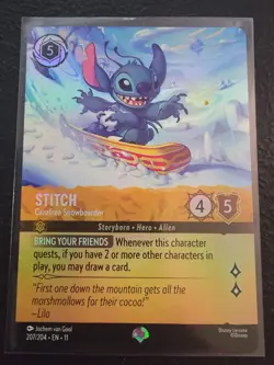Disney Lorcana Winterspell Stitch Carefree Snowboarder 207/204 Foil - Image 1