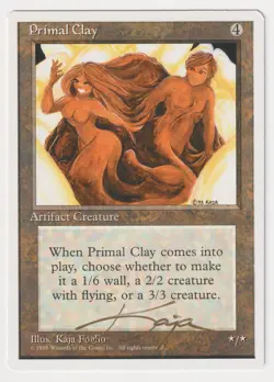 Gold Signed Primal Clay LP 4th Edition Artist Kaja Foglio 1995 MTG Magic Vintage - Image 1