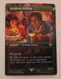 Delighted Halfling (Borderless) Universes Beyond: LOTR Foil MTG - Image 1