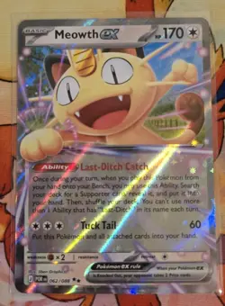 Pokemon Meowth EX 062/088 Full Art Holo Basic 170HP POR Promo Cat English - Image 1