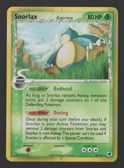 Snorlax Delta Holo EX Dragon Frontiers 10/101 ENG . Pokemon Card Holo Rare - Image 1