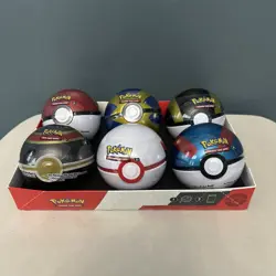 POKEMON TCG TIN BALL COMPLETE SET OF 6 W/DISPLAY BOX-NEW/SEALED - Image 1