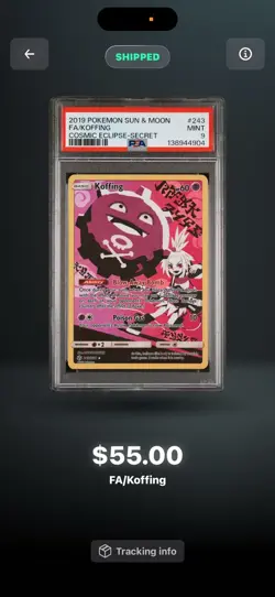 2019 Pokemon SM Cosmic Eclipse Secret FA Koffing 243 PSA 9 - Image 2