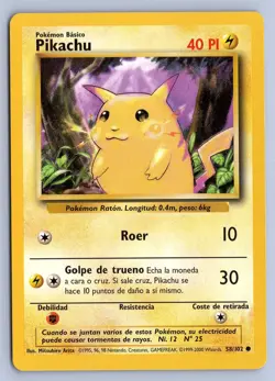 PIKACHU 58/102 COMMON BASE SET UNLIMITED POKEMON LP - Image 1