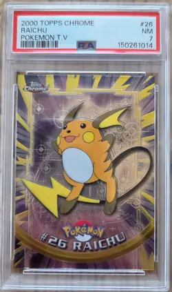 2000 Topps Chrome Pokemon TV #26 Raichu PSA 7 NM - Image 1