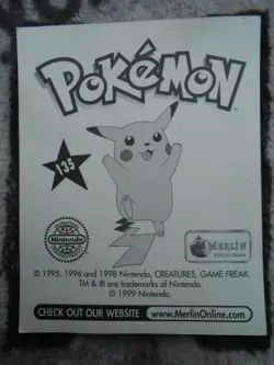 VOLTALI/JOLTEON #135 - STICKER MERLIN COLLECTION 99 POKEMON - TRES BON ETAT - Image 4