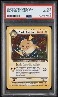2000 POKEMON ROCKET #83 DARK RAICHU-HOLO FRESH SLAB- PSA 8 - Image 1