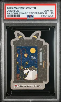 2023 POKEMON CENTER PIKACHU AWARD DELIVERY! STICKER HOLO UMBREON PSA 10 - Image 1