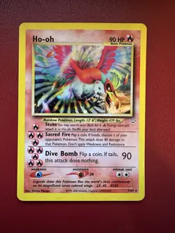 Pokemon TCG Ho-Oh Neo Revelation Holo Card 7/64 Unlimited Rare - Image 1