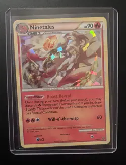 Pokemon Ninetales Holo Rare Card 7/123 Heartgold Soulsilver Cracked Ice misprint - Image 1
