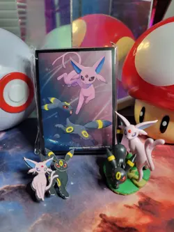Prismatic Evolutions Premium Figure Collection Card Sleeves Pin and Figurine - Image 1