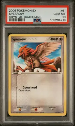 Spearow 61/100 EX Crystal Guardians PSA 10 Gem Mint Pokemon Card - Image 1