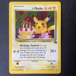 _'s HAPPY BIRTHDAY PIKACHU Card BLACK STAR PROMO Set #24 Holo WOTC NM Swirl 💫 - Image 1
