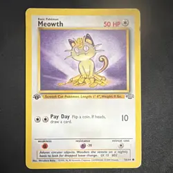 Meowth Pokemon Card 56/64 Jungle 50 HP 1st Edition Regular Common 1999 - Image 1