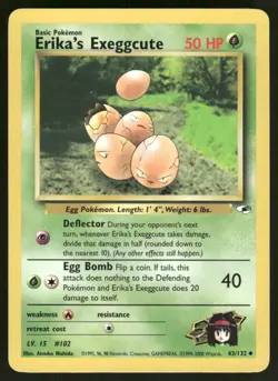 Pokemon Cards Erika's Exeggcute 43/132 Gym Heroes Uncommon LP - Image 1