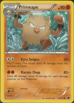 Primeape 60/116 Common Plasma Freeze LP Pokemon Card - Image 1