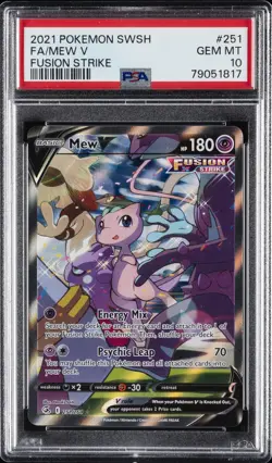 2021 POKEMON SWORD & SHIELD FUSION STRIKE #251 FULL ART/MEW V PSA 10 - Image 1