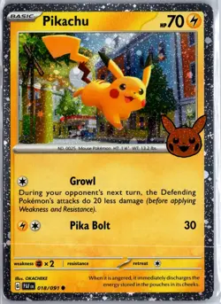 Pikachu 018/091 Common Paldean Fates Pokemon Near Mint - Image 1