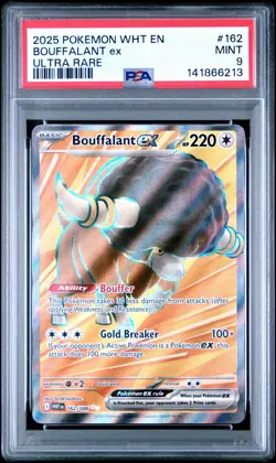 2025 POKEMON WHT EN-WHITE FLARE ULTRA RARE #162 BOUFFALANT EX PSA 9 - Image 1