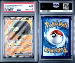 2025 POKEMON WHT EN-WHITE FLARE ULTRA RARE #162 BOUFFALANT EX PSA 9 - Image 3