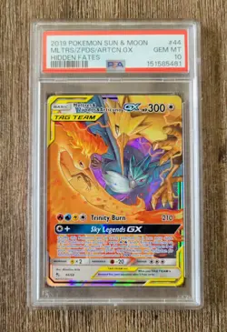 2019 Pokemon Sun & Moon Hidden Fates #44 Mltrs/Zpds/Artcn.Gx Hidden Fates PSA 10 - Image 1