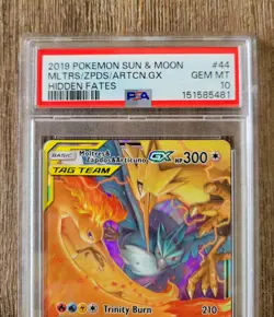 2019 Pokemon Sun & Moon Hidden Fates #44 Mltrs/Zpds/Artcn.Gx Hidden Fates PSA 10 - Image 2