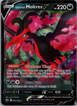 Galarian Moltres V 097/198 SWSH06: Chilling Reign Pokemon TCG Ultra Rare NM - Image 1