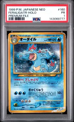 PSA 1 Feraligatr Neo Premium File #160 Holo Foil 1999 Japanese Pokemon WoTC PR - Image 1