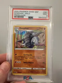 2020 Pokemon SWSH Black Star Promo 67 Donphan Holo Prerelease PSA 9 MINT - Image 1