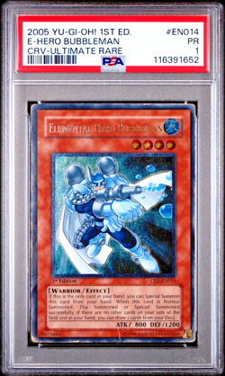 PSA 1 PR 1ST EDITION ULTIMATE RARE Elemental Hero Bubbleman CRV-EN014 YUGIOH - Image 1