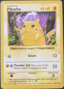 Pikachu (Red Cheeks) 058/102 Base Set (Shadowless) Regular - Pokemon Card - Image 1