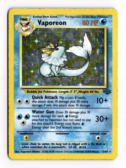 Pokemon TCG Vaporeon 12/64 Jungle Holo Rare Unlimited Card MP Condition - Image 1