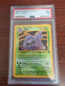1999 Pokemon TCG Fossil Muk Holo Rare Card 13/62 PSA Graded 7 - Image 1