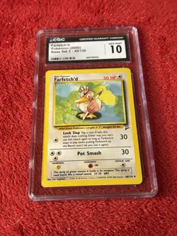Cgc 10 Base 2-Farfetchd 40/130 Wotc Pokemon Card Gem Mint - Image 1