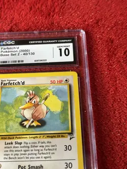 Cgc 10 Base 2-Farfetchd 40/130 Wotc Pokemon Card Gem Mint - Image 2