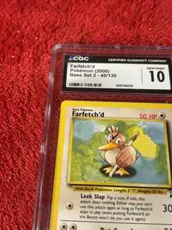 Cgc 10 Base 2-Farfetchd 40/130 Wotc Pokemon Card Gem Mint - Image 3