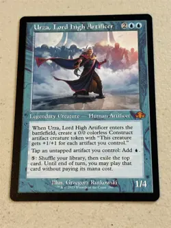 mtg retro frame Urza Lord High Artificer, Dominaria Remastered, slight play - Image 1