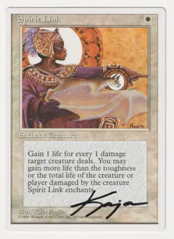 Signed Spirit Link MP 4th Edition Artist Kaja Foglio 1995 WOTC MTG Magic Vintage - Image 1
