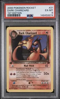 2000 Pokemon Team Rocket Dark Charizard 21/82 1st Edition PSA 6 - Image 1