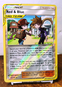 POKEMON RED & BLUE 202/236 REVERSE HOLO COSMIC ECLIPSE TAG TEAM NM NEAR MINT - Image 1