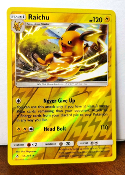 POKEMON RAICHU 55/214 REVERSE HOLO RARE UNBROKEN BONDS LP - Image 1