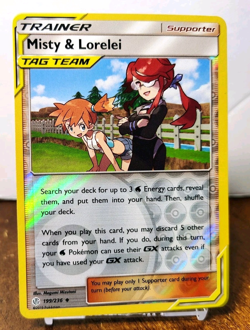 POKEMON MISTY & LORELEI 199/236 REVERSE HOLO COSMIC ECLIPSE TAG TEAM LP - Image 1
