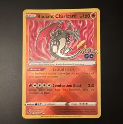 Pokemon Radiant Charizard 011/078 Pokemon GO Radiant Rare Holo Basic 160 HP 2022 - Image 1