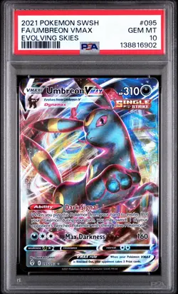 2021 Pokemon SWSH Evolving Skies #095 FA Umbreon VMax PSA 10 GEM 💎 MINT - Image 1