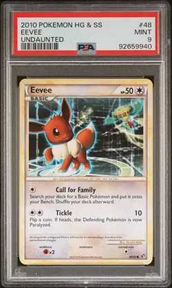 2010 Pokemon Eevee 48/90 Undaunted Regular Non Holo HG & SS PSA 9 Mint LOW POP - Image 1