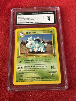 1999 Pokemon Jungle WOTC 40/64 Nidorina 1st Edition CGC 9 Mint - Image 1