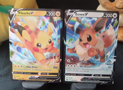 Pikachu V & Eevee V SWSH285 108/159 Ultra Rare Holo Pokemon TCG Crown Zenith NM - Image 1