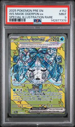 2025 POKEMON PRE EN-PRISMATIC EVOLUTIONS #152 WELLSPRING MASK OGERPON EX PSA 9 - Image 1