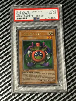 YUGIOH PSA 10 2002 Time Wizard MRD-065 Ultra Rare 1st Edition *4628 - Image 1